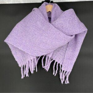 J.Crew Womens Oversized Wool Blend Scarf OS Purple Lavender Made in Italy Winter